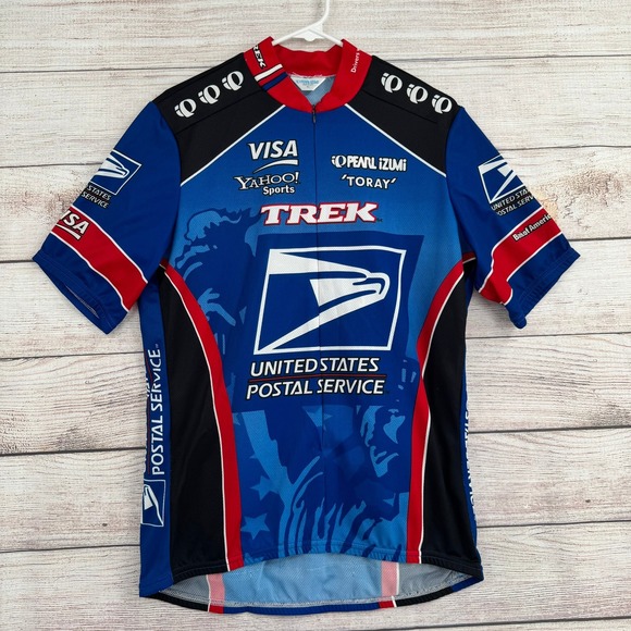 Pearl Izumi Cycling Jersey Mens XL Blue USPS Trek Visa Short Sleeve Vintage